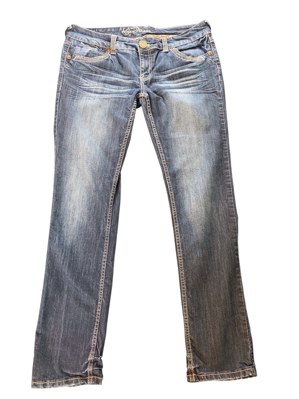 Ariya Jeans Women’s Size 13/14 DarkWash Bootcut Stretch Embellished Pocket Jeans
